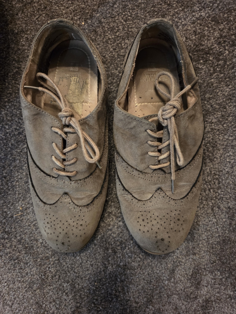 White Mountain Women's Suede Wingtip Oxfords - Gray Brown